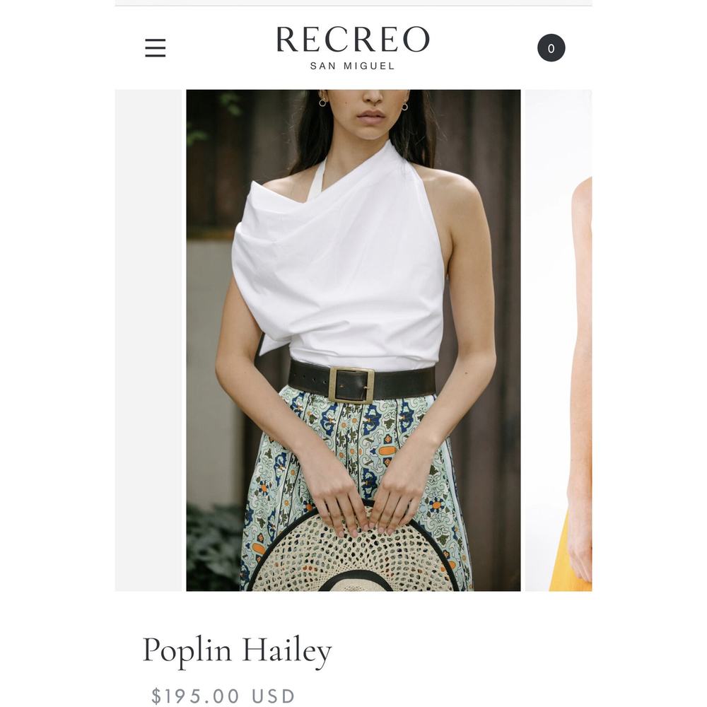 NWT Recreo White Poplin Hailey Top